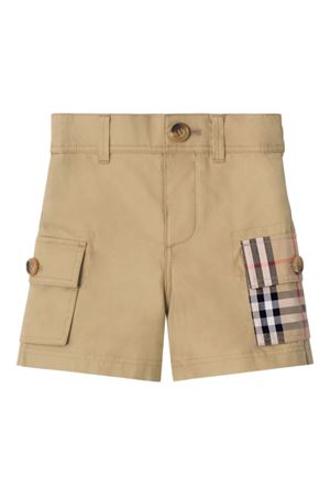 beige cotton shorts BURBERRY KIDS | 8121249B9719